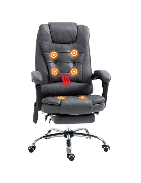 Vinsetto Heated 6 Points Vibration Massage Executive Office Chair Adjustable Swivel Ergonomic High Back Desk Chair Recliner with