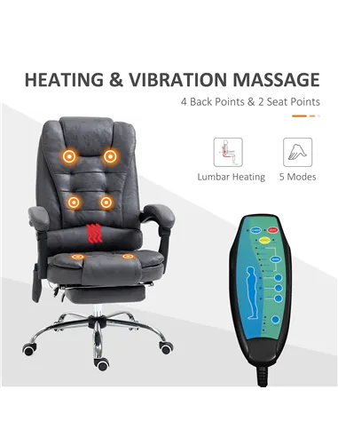 Vinsetto Heated 6 Points Vibration Massage Executive Office Chair Adjustable Swivel Ergonomic High Back Desk Chair Recliner with
