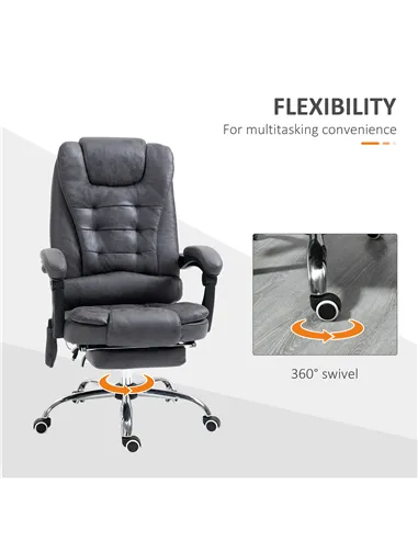 Vinsetto Heated 6 Points Vibration Massage Executive Office Chair Adjustable Swivel Ergonomic High Back Desk Chair Recliner with