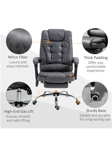 Vinsetto Heated 6 Points Vibration Massage Executive Office Chair Adjustable Swivel Ergonomic High Back Desk Chair Recliner with