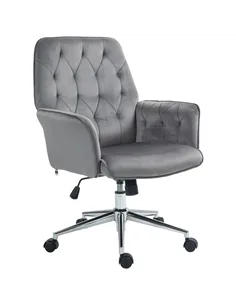 Vinsetto Linen Computer Chair with Armrest, Modern Swivel Chair with Adjustable Height, Dark Grey