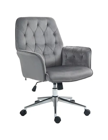 Vinsetto Linen Computer Chair with Armrest, Modern Swivel Chair with Adjustable Height, Dark Grey