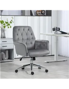 Vinsetto Linen Computer Chair with Armrest, Modern Swivel Chair with Adjustable Height, Dark Grey 2
