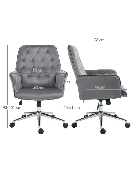 Vinsetto Linen Computer Chair with Armrest, Modern Swivel Chair with Adjustable Height, Dark Grey