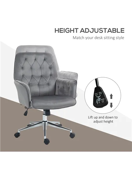 Vinsetto Linen Computer Chair with Armrest, Modern Swivel Chair with Adjustable Height, Dark Grey