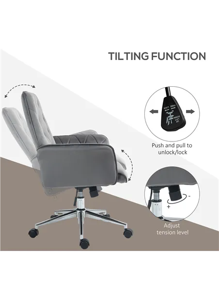 Vinsetto Linen Computer Chair with Armrest, Modern Swivel Chair with Adjustable Height, Dark Grey