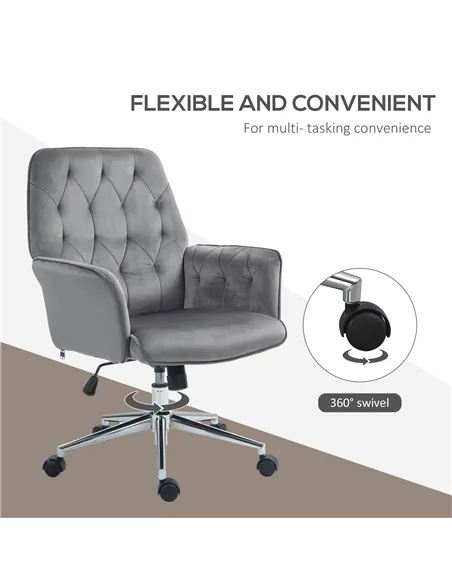Vinsetto Linen Computer Chair with Armrest, Modern Swivel Chair with Adjustable Height, Dark Grey