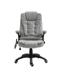 Vinsetto Massage Recliner Chair Heated Office Chair with Six Massage Points Microfiber Cloth 360° Swivel Wheels Grey