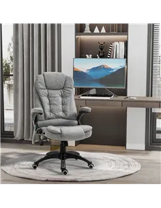 Vinsetto Massage Recliner Chair Heated Office Chair with Six Massage Points Microfiber Cloth 360° Swivel Wheels Grey 2