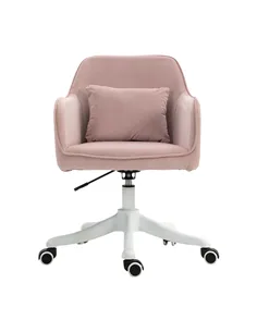 Vinsetto Velvet Office Chair, Desk Chair, Makeup Vanity Chair with Massage Lumbar Pillow and Rolling Wheels for Bedroom and Home