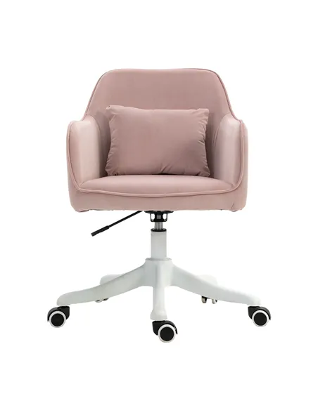Vinsetto Velvet Office Chair, Desk Chair, Makeup Vanity Chair with Massage Lumbar Pillow and Rolling Wheels for Bedroom and Home