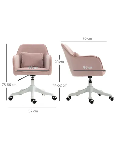 Vinsetto Velvet Office Chair, Desk Chair, Makeup Vanity Chair with Massage Lumbar Pillow and Rolling Wheels for Bedroom and Home