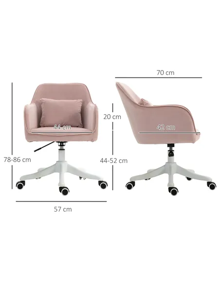Vinsetto Velvet Office Chair, Desk Chair, Makeup Vanity Chair with Massage Lumbar Pillow and Rolling Wheels for Bedroom and Home