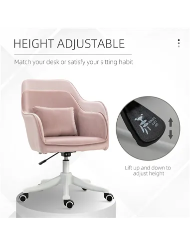 Vinsetto Velvet Office Chair, Desk Chair, Makeup Vanity Chair with Massage Lumbar Pillow and Rolling Wheels for Bedroom and Home