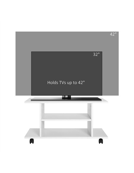 HOMCOM Modern TV Cabinet Stand Storage Shelves Table Mobile Bedroom Furniture Bookshelf Bookcase White