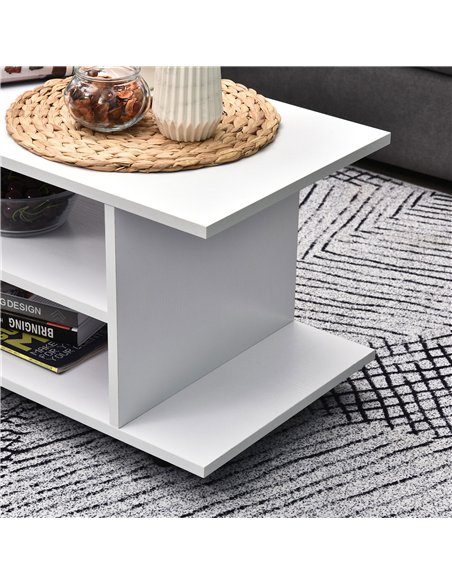 HOMCOM Modern TV Cabinet Stand Storage Shelves Table Mobile Bedroom Furniture Bookshelf Bookcase White