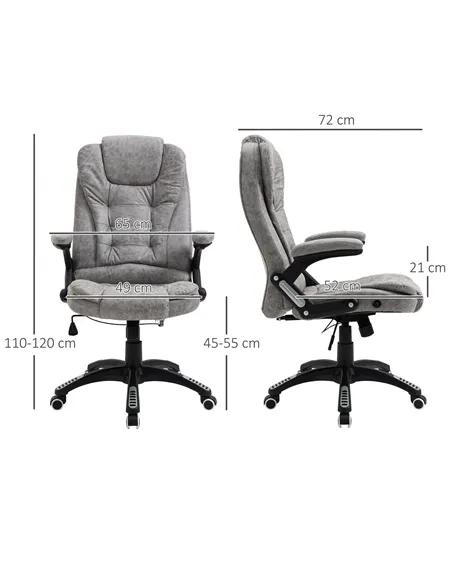 Vinsetto Ergonomic Office Chair Comfortable Desk Chair with Armrests Adjustable Height Reclining and Tilt Function Grey