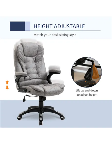 Vinsetto Ergonomic Office Chair Comfortable Desk Chair with Armrests Adjustable Height Reclining and Tilt Function Grey