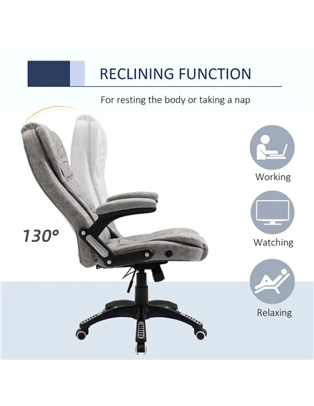 Vinsetto Ergonomic Office Chair Comfortable Desk Chair with Armrests Adjustable Height Reclining and Tilt Function Grey