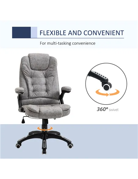 Vinsetto Ergonomic Office Chair Comfortable Desk Chair with Armrests Adjustable Height Reclining and Tilt Function Grey