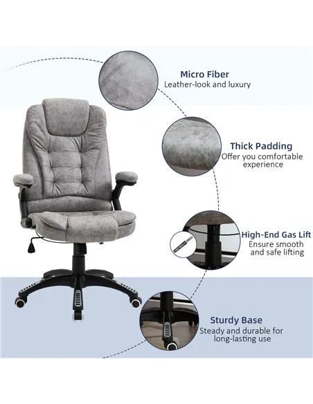 Vinsetto Ergonomic Office Chair Comfortable Desk Chair with Armrests Adjustable Height Reclining and Tilt Function Grey