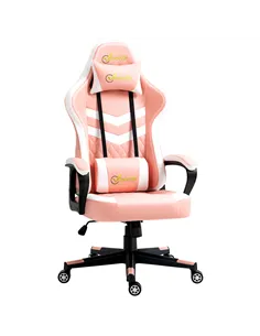 Vinsetto Gaming Chair, Computer Desk Chair with Lumbar Support, Faux Leather Racing Chair with Headrest and Swivel Wheels for Ho