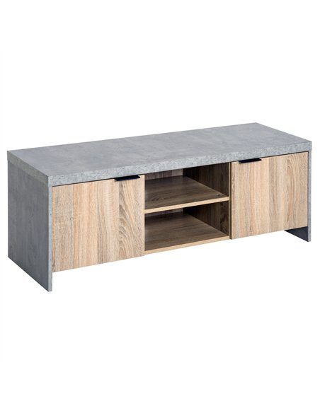 HOMCOM TV Stand for TV up to 55", 2 Doors TV Cabinet with Open Shelves, TV Unit TV Table for Living Room Bedroom Entertainment R