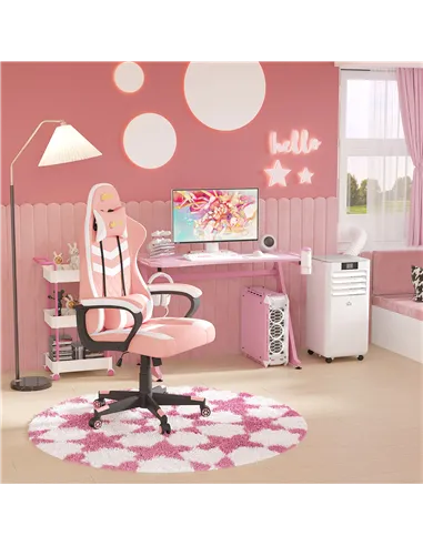 Vinsetto Gaming Chair, Computer Desk Chair with Lumbar Support, Faux Leather Racing Chair with Headrest and Swivel Wheels for Ho