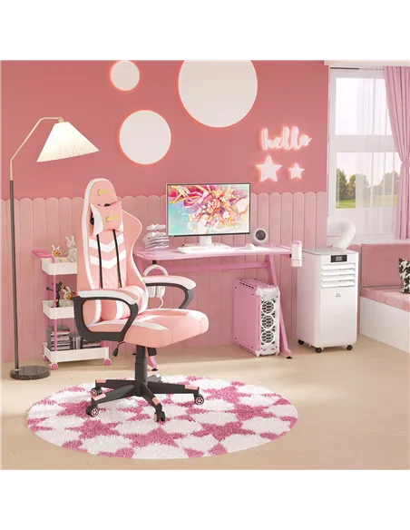 Vinsetto Gaming Chair, Computer Desk Chair with Lumbar Support, Faux Leather Racing Chair with Headrest and Swivel Wheels for Ho