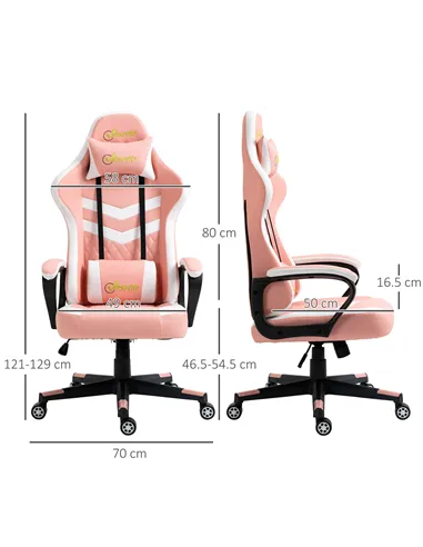 Vinsetto Gaming Chair, Computer Desk Chair with Lumbar Support, Faux Leather Racing Chair with Headrest and Swivel Wheels for Ho