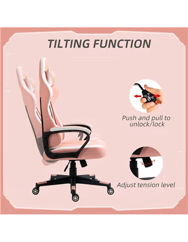 Vinsetto Gaming Chair, Computer Desk Chair with Lumbar Support, Faux Leather Racing Chair with Headrest and Swivel Wheels for Ho