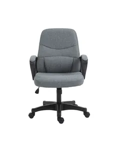 Vinsetto Office Chair, Fabric Desk Chair Mid Back Work Study Chair with Massage Lumbar Support, Adjustable Height and Swivel Whe