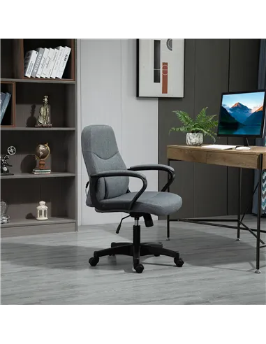 Vinsetto Office Chair, Fabric Desk Chair Mid Back Work Study Chair with Massage Lumbar Support, Adjustable Height and Swivel Whe