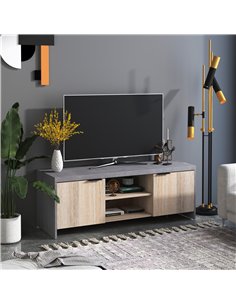 HOMCOM TV Stand for TV up to 55", 2 Doors TV Cabinet with Open Shelves, TV Unit TV Table for Living Room Bedroom Entertainment R 2