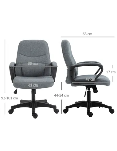 Vinsetto Office Chair, Fabric Desk Chair Mid Back Work Study Chair with Massage Lumbar Support, Adjustable Height and Swivel Whe