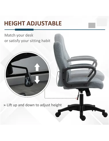 Vinsetto Office Chair, Fabric Desk Chair Mid Back Work Study Chair with Massage Lumbar Support, Adjustable Height and Swivel Whe