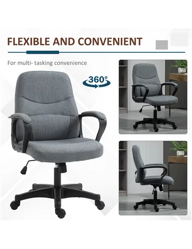 Vinsetto Office Chair, Fabric Desk Chair Mid Back Work Study Chair with Massage Lumbar Support, Adjustable Height and Swivel Whe