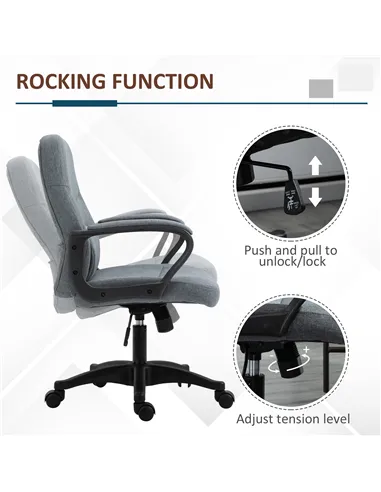 Vinsetto Office Chair, Fabric Desk Chair Mid Back Work Study Chair with Massage Lumbar Support, Adjustable Height and Swivel Whe