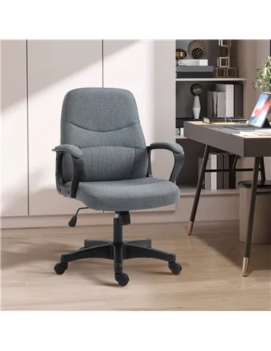 Vinsetto Office Chair, Fabric Desk Chair Mid Back Work Study Chair with Massage Lumbar Support, Adjustable Height and Swivel Whe