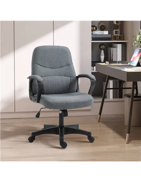 Vinsetto Office Chair, Fabric Desk Chair Mid Back Work Study Chair with Massage Lumbar Support, Adjustable Height and Swivel Whe