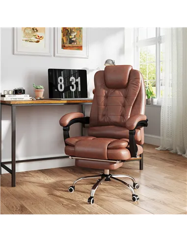 Vinsetto Heated 6 Points Vibration Massage Executive Office Chair Adjustable Swivel Ergonomic High Back Desk Chair Recliner with