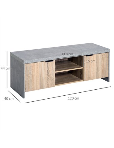 HOMCOM TV Stand for TV up to 55", 2 Doors TV Cabinet with Open Shelves, TV Unit TV Table for Living Room Bedroom Entertainment R