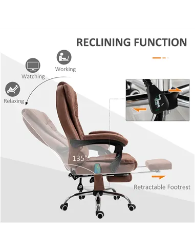 Vinsetto Heated 6 Points Vibration Massage Executive Office Chair Adjustable Swivel Ergonomic High Back Desk Chair Recliner with