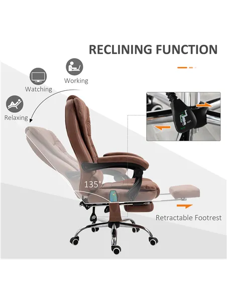 Vinsetto Heated 6 Points Vibration Massage Executive Office Chair Adjustable Swivel Ergonomic High Back Desk Chair Recliner with