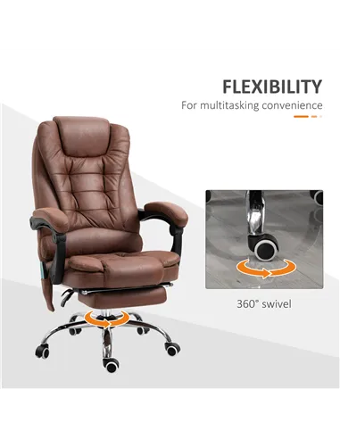 Vinsetto Heated 6 Points Vibration Massage Executive Office Chair Adjustable Swivel Ergonomic High Back Desk Chair Recliner with