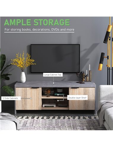 HOMCOM TV Stand for TV up to 55", 2 Doors TV Cabinet with Open Shelves, TV Unit TV Table for Living Room Bedroom Entertainment R