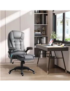 Vinsetto Massage Recliner Chair Heated Office Chair with Six Massage Points Velvet-Feel Fabric 360° Swivel Wheels Grey 2