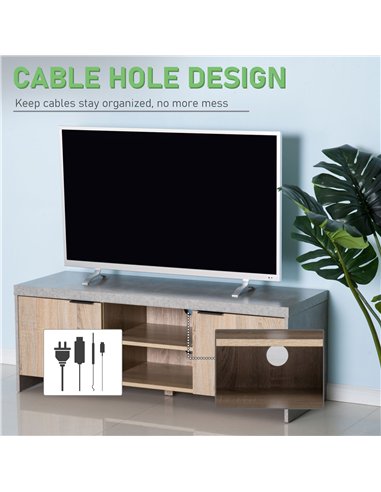 HOMCOM TV Stand for TV up to 55", 2 Doors TV Cabinet with Open Shelves, TV Unit TV Table for Living Room Bedroom Entertainment R