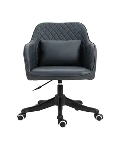Vinsetto Velvet Office Chair, Desk Chair, Makeup Vanity Chair with Massage Lumbar Pillow and Rolling Wheels for Bedroom and Home