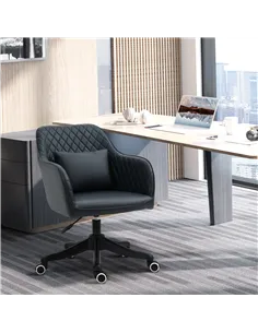Vinsetto Velvet Office Chair, Desk Chair, Makeup Vanity Chair with Massage Lumbar Pillow and Rolling Wheels for Bedroom and Home 2